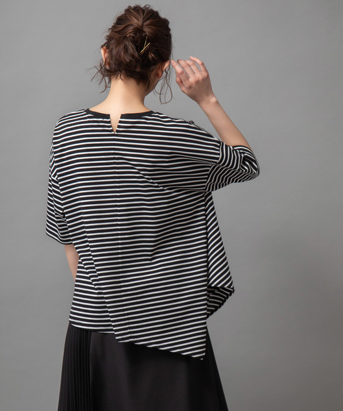 Munich（ミューニック）の「ドライタッチジャージアシンメトリーTシャツ（Tシャツ/カットソー・レディース・ホワイト/ブラック/レッド/カーキ/ホワイト×ブラック/ブラック×ホワイト・FREE）」の19枚目の写真