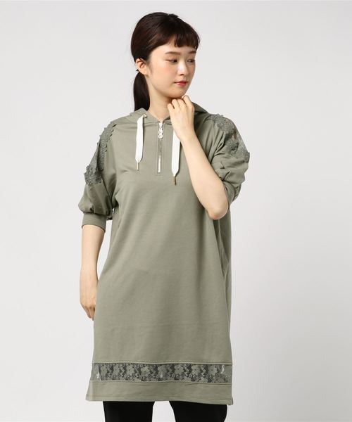 axes femme（アクシーズファム）の「透けレースパーカーチュニ