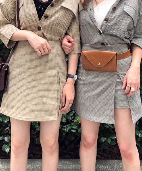 PairPair（ペアペア）の「チェック柄スカパン（スカート・レディース・ブラック/ベージュ/ブラウン系その他・FREE）」の2枚目の写真