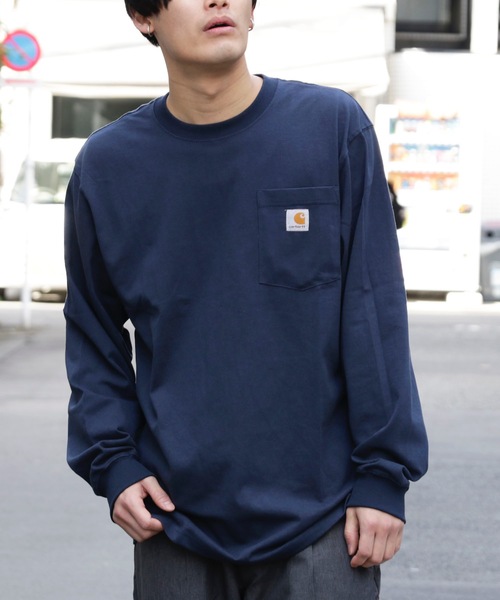 Carhartt(カーハート)の「carhartt/LOGO POCKET L/S TEE(Tシャツ/カットソー・メンズ・ブラック/ネイビー/グレー/グリーン/マルーン・S/M/L)」の4枚目の写真
