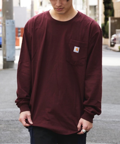 Carhartt(カーハート)の「carhartt/LOGO POCKET L/S TEE(Tシャツ/カットソー・メンズ・ブラック/ネイビー/グレー/グリーン/マルーン・S/M/L)」の5枚目の写真