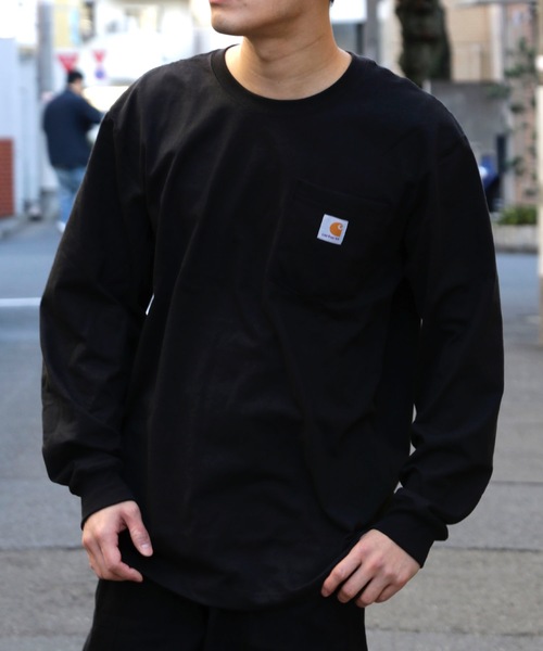 Carhartt(カーハート)の「carhartt/LOGO POCKET L/S TEE(Tシャツ/カットソー・メンズ・ブラック/ネイビー/グレー/グリーン/マルーン・S/M/L)」の2枚目の写真