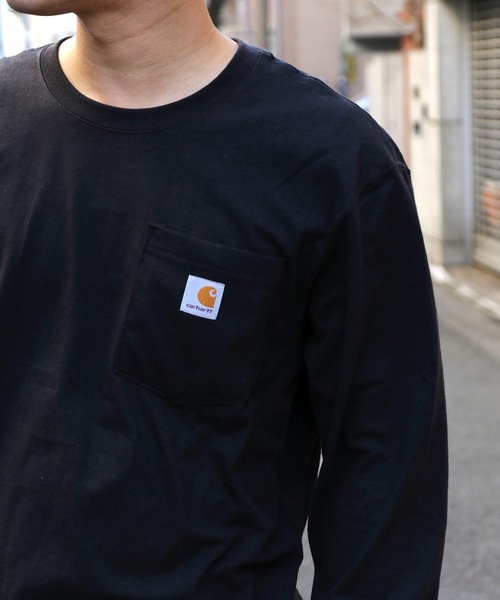 Carhartt(カーハート)の「carhartt/LOGO POCKET L/S TEE(Tシャツ/カットソー・メンズ・ブラック/ネイビー/グレー/グリーン/マルーン・S/M/L)」の12枚目の写真