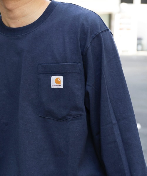 Carhartt(カーハート)の「carhartt/LOGO POCKET L/S TEE(Tシャツ/カットソー・メンズ・ブラック/ネイビー/グレー/グリーン/マルーン・S/M/L)」の6枚目の写真