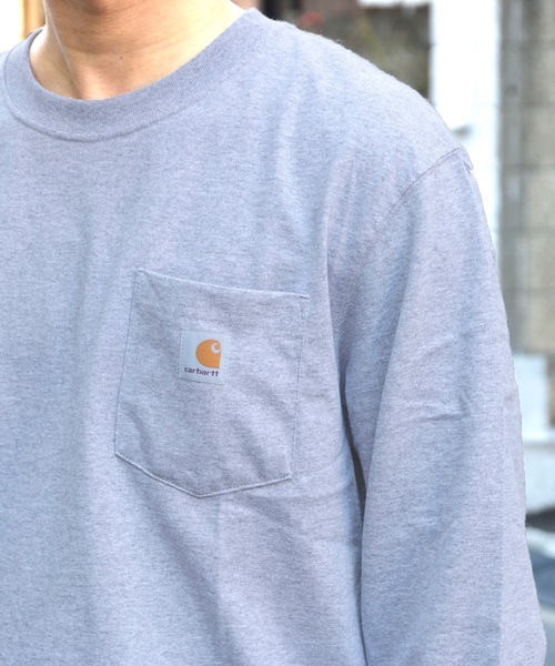 Carhartt(カーハート)の「carhartt/LOGO POCKET L/S TEE(Tシャツ/カットソー・メンズ・ブラック/ネイビー/グレー/グリーン/マルーン・S/M/L)」の9枚目の写真