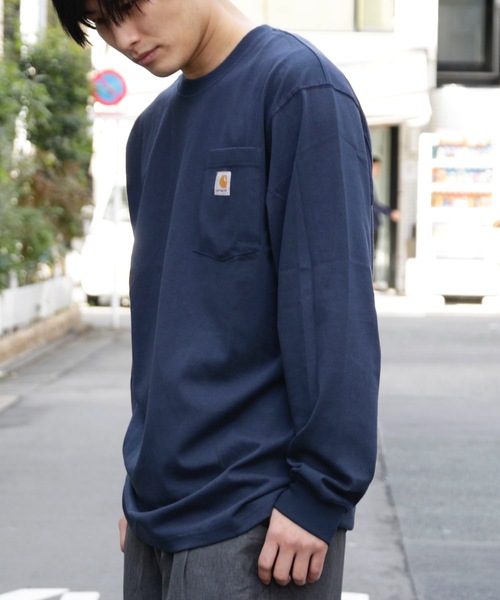 Carhartt(カーハート)の「carhartt/LOGO POCKET L/S TEE(Tシャツ/カットソー・メンズ・ブラック/ネイビー/グレー/グリーン/マルーン・S/M/L)」の8枚目の写真