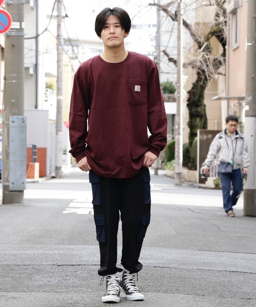 Carhartt(カーハート)の「carhartt/LOGO POCKET L/S TEE(Tシャツ/カットソー・メンズ・ブラック/ネイビー/グレー/グリーン/マルーン・S/M/L)」の19枚目の写真