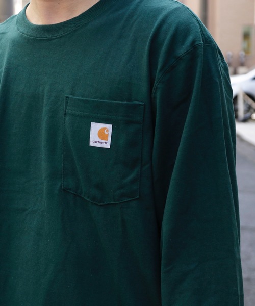 Carhartt(カーハート)の「carhartt/LOGO POCKET L/S TEE(Tシャツ/カットソー・メンズ・ブラック/ネイビー/グレー/グリーン/マルーン・S/M/L)」の18枚目の写真