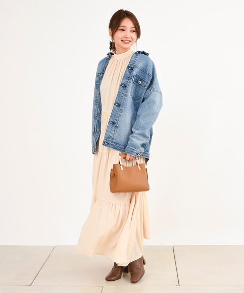 DouDou（ドゥドゥ）の「ギャザー2WAYワンピース（ワンピース・レディース・ブラック/オフホワイト/カーキ・FREE）」の4枚目の写真