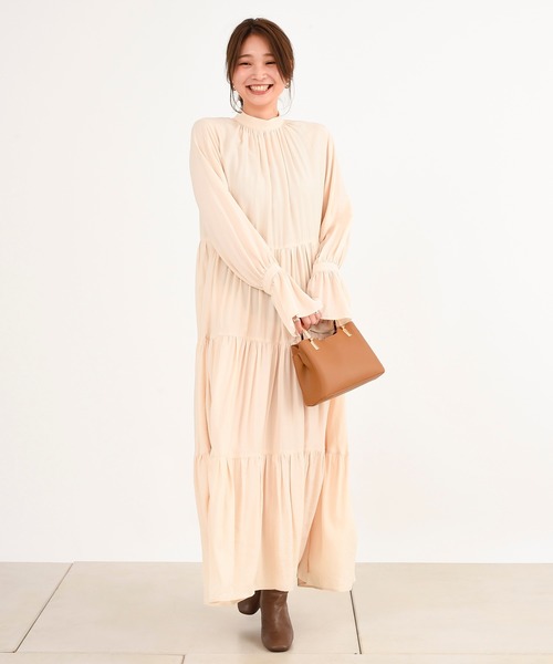 DouDou（ドゥドゥ）の「ギャザー2WAYワンピース（ワンピース・レディース・ブラック/オフホワイト/カーキ・FREE）」の12枚目の写真