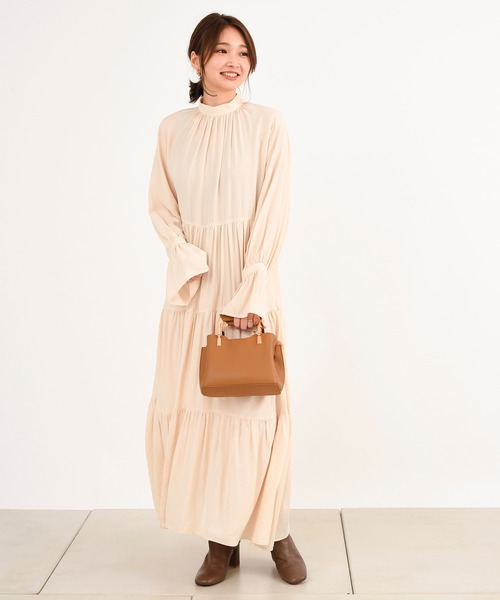 DouDou（ドゥドゥ）の「ギャザー2WAYワンピース（ワンピース・レディース・ブラック/オフホワイト/カーキ・FREE）」の18枚目の写真