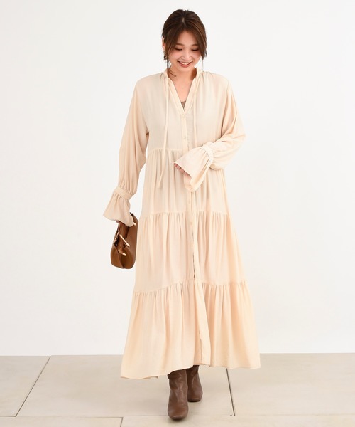 DouDou（ドゥドゥ）の「ギャザー2WAYワンピース（ワンピース・レディース・ブラック/オフホワイト/カーキ・FREE）」の20枚目の写真