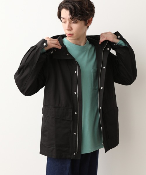 JUNRED(ジュンレッド)の「高密度サテン ハイネックマウンテンパーカー(ブルゾン・メンズ・ブラック/ベージュ/カーキ・S/M/L)」の2枚目の写真