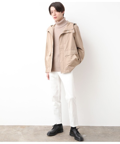 JUNRED(ジュンレッド)の「高密度サテン ハイネックマウンテンパーカー(ブルゾン・メンズ・ブラック/ベージュ/カーキ・S/M/L)」の4枚目の写真