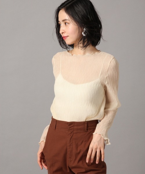 LOWRYS FARM（ローリーズファーム）の「シアープリーツプルオーバー　877404（Tシャツ/カットソー・レディース・ブラック/ブラウン/アイボリー・FREE）」の2枚目の写真