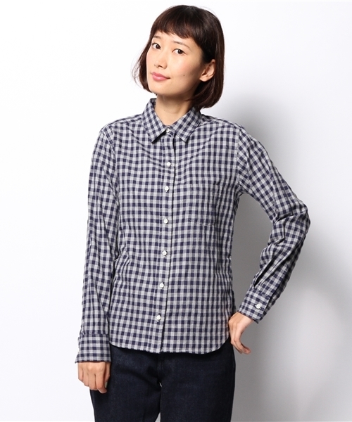 SHIPS for women(シップスフォーウィメン)の「カラーonカラー ギンガムシャツ(シャツ/ブラウス・レディース・ブラック/グリーン/ネイビー・38/36)」の3枚目の写真