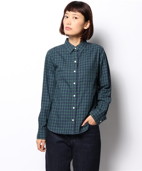 SHIPS for women(シップスフォーウィメン)の「カラーonカラー ギンガムシャツ(シャツ/ブラウス・レディース・ブラック/グリーン/ネイビー・38/36)」の1枚目の写真