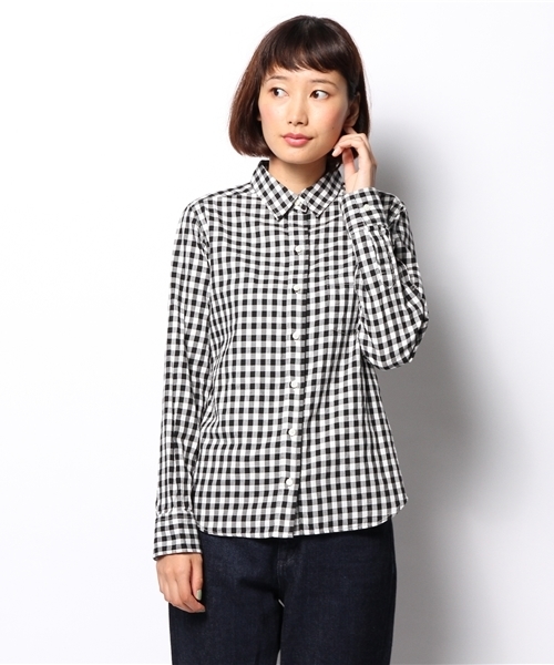 SHIPS for women(シップスフォーウィメン)の「カラーonカラー ギンガムシャツ(シャツ/ブラウス・レディース・ブラック/グリーン/ネイビー・38/36)」の2枚目の写真
