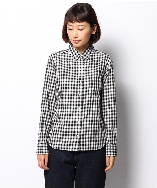 SHIPS for women(シップスフォーウィメン)の「カラーonカラー ギンガムシャツ(シャツ/ブラウス・レディース・ブラック/グリーン/ネイビー・38/36)」の7枚目の写真