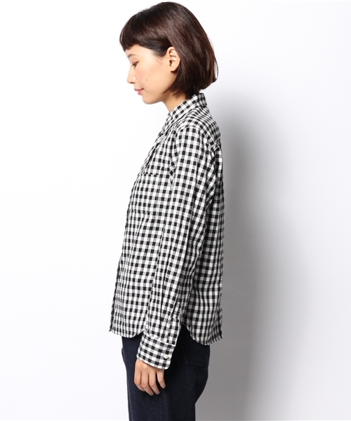 SHIPS for women(シップスフォーウィメン)の「カラーonカラー ギンガムシャツ(シャツ/ブラウス・レディース・ブラック/グリーン/ネイビー・38/36)」の8枚目の写真