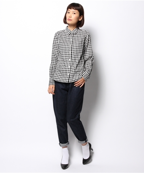 SHIPS for women(シップスフォーウィメン)の「カラーonカラー ギンガムシャツ(シャツ/ブラウス・レディース・ブラック/グリーン/ネイビー・38/36)」の9枚目の写真