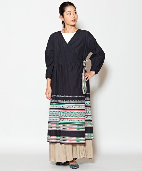 セール チャイハネ Yul タイ民族柄プリントカシュクールワンピース ワンピース チャイハネ チャイハネ のファッション通販 Zozotown