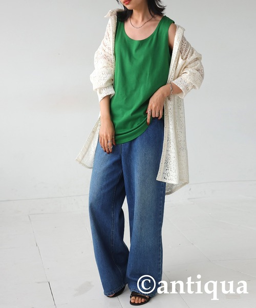 antiqua（アンティカ）の「コットン100%ラウンドタンクトップ（タンクトップ・レディース・ブラック/レッド/オフホワイト/マスタード/ブラウン系その他/ベージュ系その他/ブルー系その他/レッド系その他/オレンジ/ライトパープル/カーキ/ベージュ/アッシュグレー/ダークグリーン/パープル/ピンク/グリーン/オートミール・M/L/XL/XXL）」の20枚目の写真