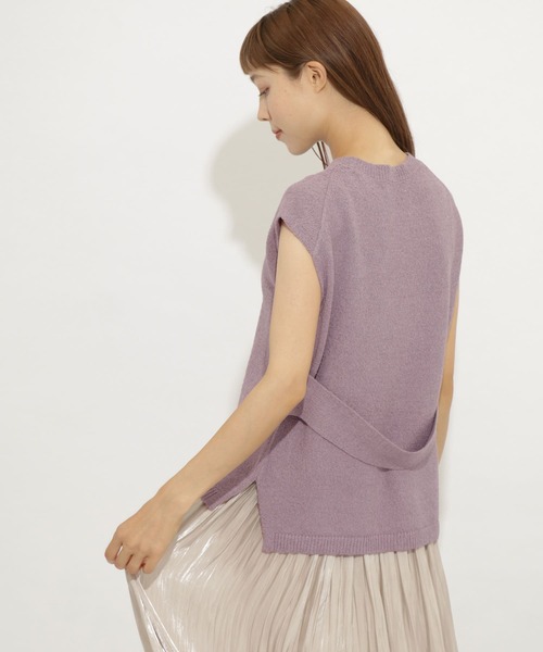 SENSE OF PLACE by URBAN RESEARCH（センスオブプレイスバイアーバンリサーチ）の「バックベルトフレンチスリーブセーター（ニット/セーター・レディース・ラベンダー/ブラウン/ライトベージュ/ライトカーキ/ミント/ブラック・FREE）」の6枚目の写真