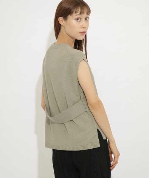 SENSE OF PLACE by URBAN RESEARCH（センスオブプレイスバイアーバンリサーチ）の「バックベルトフレンチスリーブセーター（ニット/セーター・レディース・ラベンダー/ブラウン/ライトベージュ/ライトカーキ/ミント/ブラック・FREE）」の5枚目の写真