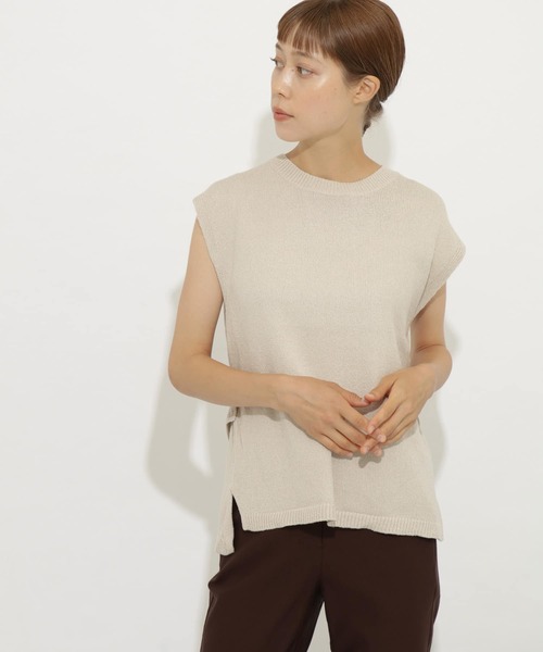 SENSE OF PLACE by URBAN RESEARCH（センスオブプレイスバイアーバンリサーチ）の「バックベルトフレンチスリーブセーター（ニット/セーター・レディース・ラベンダー/ブラウン/ライトベージュ/ライトカーキ/ミント/ブラック・FREE）」の3枚目の写真