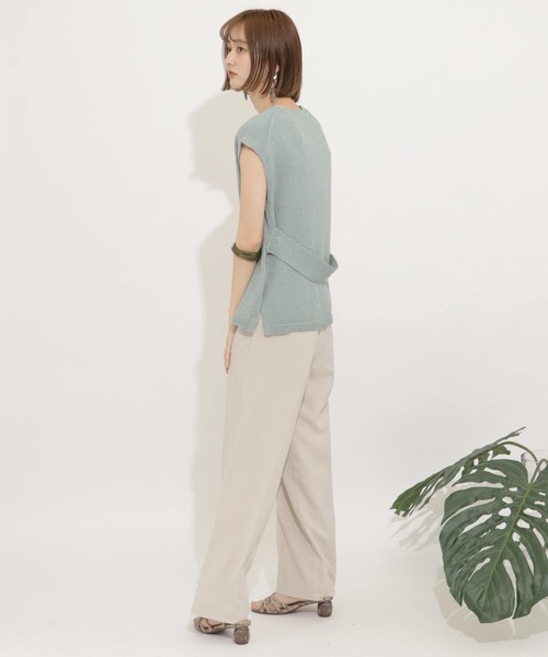 SENSE OF PLACE by URBAN RESEARCH（センスオブプレイスバイアーバンリサーチ）の「バックベルトフレンチスリーブセーター（ニット/セーター・レディース・ラベンダー/ブラウン/ライトベージュ/ライトカーキ/ミント/ブラック・FREE）」の7枚目の写真