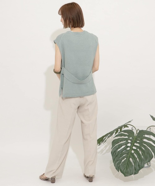 SENSE OF PLACE by URBAN RESEARCH（センスオブプレイスバイアーバンリサーチ）の「バックベルトフレンチスリーブセーター（ニット/セーター・レディース・ラベンダー/ブラウン/ライトベージュ/ライトカーキ/ミント/ブラック・FREE）」の8枚目の写真