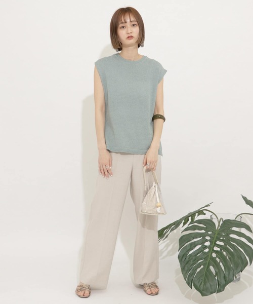 SENSE OF PLACE by URBAN RESEARCH（センスオブプレイスバイアーバンリサーチ）の「バックベルトフレンチスリーブセーター（ニット/セーター・レディース・ラベンダー/ブラウン/ライトベージュ/ライトカーキ/ミント/ブラック・FREE）」の10枚目の写真