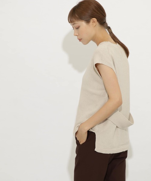 SENSE OF PLACE by URBAN RESEARCH（センスオブプレイスバイアーバンリサーチ）の「バックベルトフレンチスリーブセーター（ニット/セーター・レディース・ラベンダー/ブラウン/ライトベージュ/ライトカーキ/ミント/ブラック・FREE）」の18枚目の写真