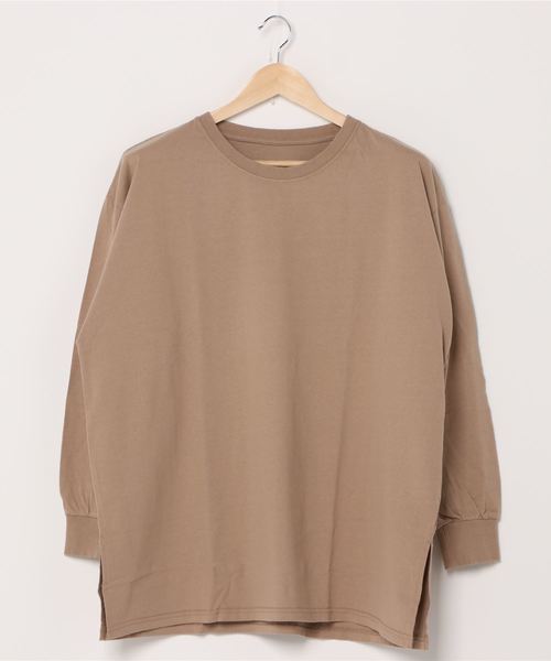 Culture Medium（カルチャーミディアム）の「無地先染めビッグロンT（Tシャツ/カットソー・レディース・ブラック/ブラウン/ベージュ/グレイッシュベージュ/ライトベージュ・FREE）」の4枚目の写真