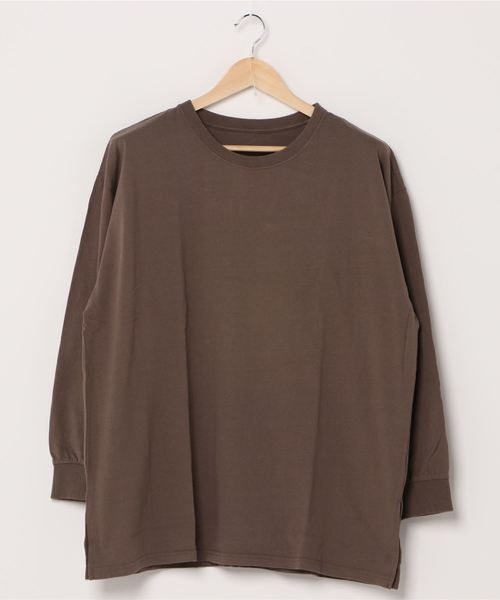 Culture Medium（カルチャーミディアム）の「無地先染めビッグロンT（Tシャツ/カットソー・レディース・ブラック/ブラウン/ベージュ/グレイッシュベージュ/ライトベージュ・FREE）」の3枚目の写真