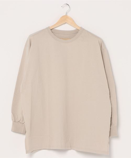 Culture Medium（カルチャーミディアム）の「無地先染めビッグロンT（Tシャツ/カットソー・レディース・ブラック/ブラウン/ベージュ/グレイッシュベージュ/ライトベージュ・FREE）」の5枚目の写真