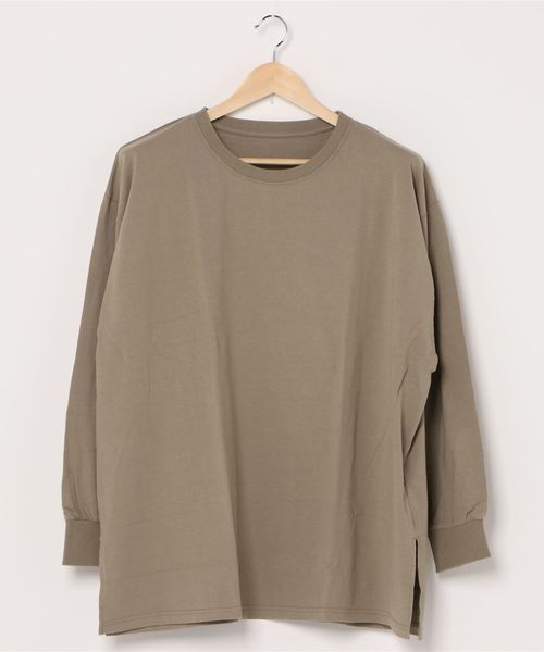 Culture Medium（カルチャーミディアム）の「無地先染めビッグロンT（Tシャツ/カットソー・レディース・ブラック/ブラウン/ベージュ/グレイッシュベージュ/ライトベージュ・FREE）」の2枚目の写真