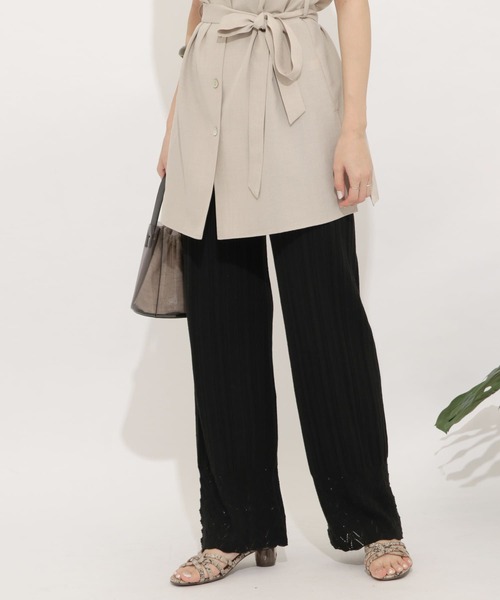 SENSE OF PLACE by URBAN RESEARCH（センスオブプレイスバイアーバンリサーチ）の「スカラアミニットパンツ（その他パンツ・レディース・ライトベージュ/ブラック・FREE）」の2枚目の写真