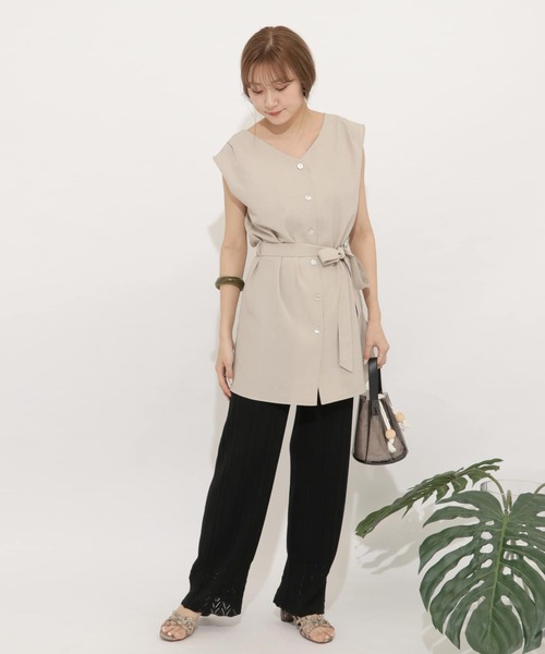 SENSE OF PLACE by URBAN RESEARCH（センスオブプレイスバイアーバンリサーチ）の「スカラアミニットパンツ（その他パンツ・レディース・ライトベージュ/ブラック・FREE）」の7枚目の写真