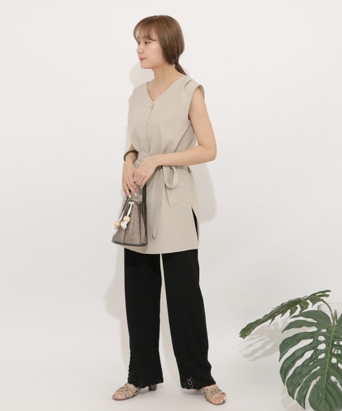 SENSE OF PLACE by URBAN RESEARCH（センスオブプレイスバイアーバンリサーチ）の「スカラアミニットパンツ（その他パンツ・レディース・ライトベージュ/ブラック・FREE）」の8枚目の写真