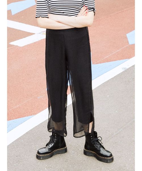 jouetie（ジュエティ）の「シースルーレイヤードパンツ（その他パンツ・レディース・アイボリー/ブラック/ターコイズブルー・MEDIUM）」の2枚目の写真