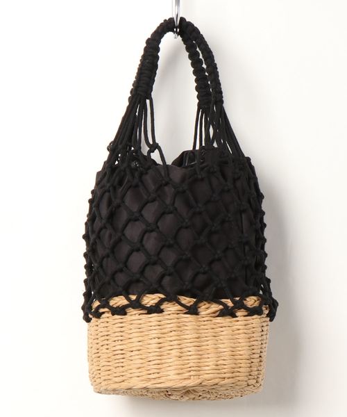DouDou(ドゥドゥ)の「メッシュカゴBAG(かごバッグ・レディース・ブラック/ホワイト・FREE)」の5枚目の写真
