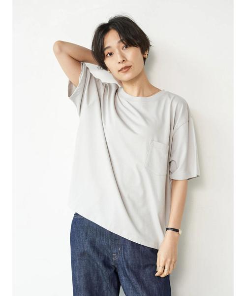 AMERICAN HOLIC（アメリカンホリック）の「18col.クルーネックカットプルオーバー1 〇＊（Tシャツ/カットソー・レディース・ブラック/ネイビー/ライトグレー/オフホワイト/ピンク/キャメル/ライトピンク/ベージュ/カーキ/モカ/ライトベージュ/ブラウン/ライトカーキ/サックスブルー/ピンクベージュ・S/L/M）」の3枚目の写真