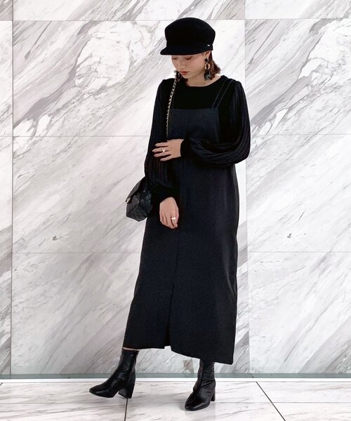 AG by aquagirl レース&タック入りスカート ワンピース ブラック AG by aquagirl レース&タック入りスカート ワンピース ブラック