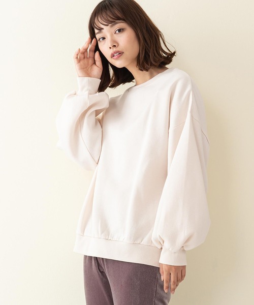 INNOCENT BLUE(イノセントブルー)の「【innocent blue/イノセントブルー】袖ボリュームスウェット/トレーナー ゆったりシルエット/ビッグシルエット ボリュームスリーブ(スウェット・レディース・アイボリー/ブラック/ミント/パープル/ライトベージュ/ブルー/ライトブラウン/カーキ・MEDIUM)」の18枚目の写真