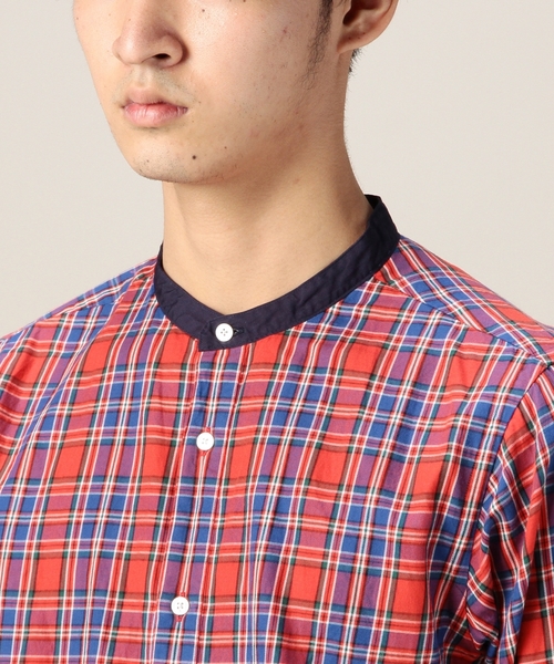 BEAUTY&YOUTH UNITED ARROWS（ビューティーアンドユースユナイテッドアローズ）の「BY タータンチェック バンドカラー ロングクレリック シャツ ◆（シャツ/ブラウス・メンズ・オフホワイト/レッド・SMALL/MEDIUM/LARGE）」の6枚目の写真