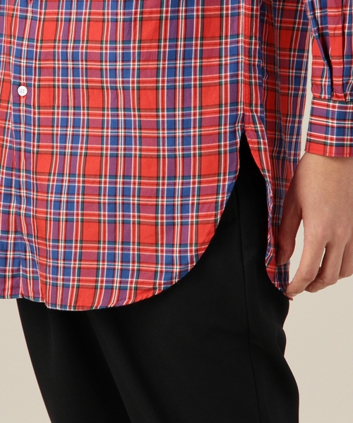 BEAUTY&YOUTH UNITED ARROWS（ビューティーアンドユースユナイテッドアローズ）の「BY タータンチェック バンドカラー ロングクレリック シャツ ◆（シャツ/ブラウス・メンズ・オフホワイト/レッド・SMALL/MEDIUM/LARGE）」の8枚目の写真