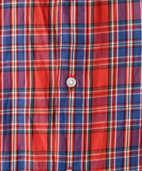 BEAUTY&YOUTH UNITED ARROWS（ビューティーアンドユースユナイテッドアローズ）の「BY タータンチェック バンドカラー ロングクレリック シャツ ◆（シャツ/ブラウス・メンズ・オフホワイト/レッド・SMALL/MEDIUM/LARGE）」の9枚目の写真