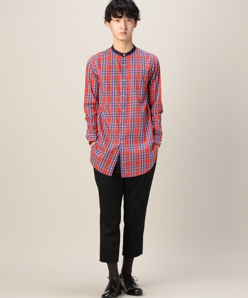 BEAUTY&YOUTH UNITED ARROWS（ビューティーアンドユースユナイテッドアローズ）の「BY タータンチェック バンドカラー ロングクレリック シャツ ◆（シャツ/ブラウス・メンズ・オフホワイト/レッド・SMALL/MEDIUM/LARGE）」の11枚目の写真